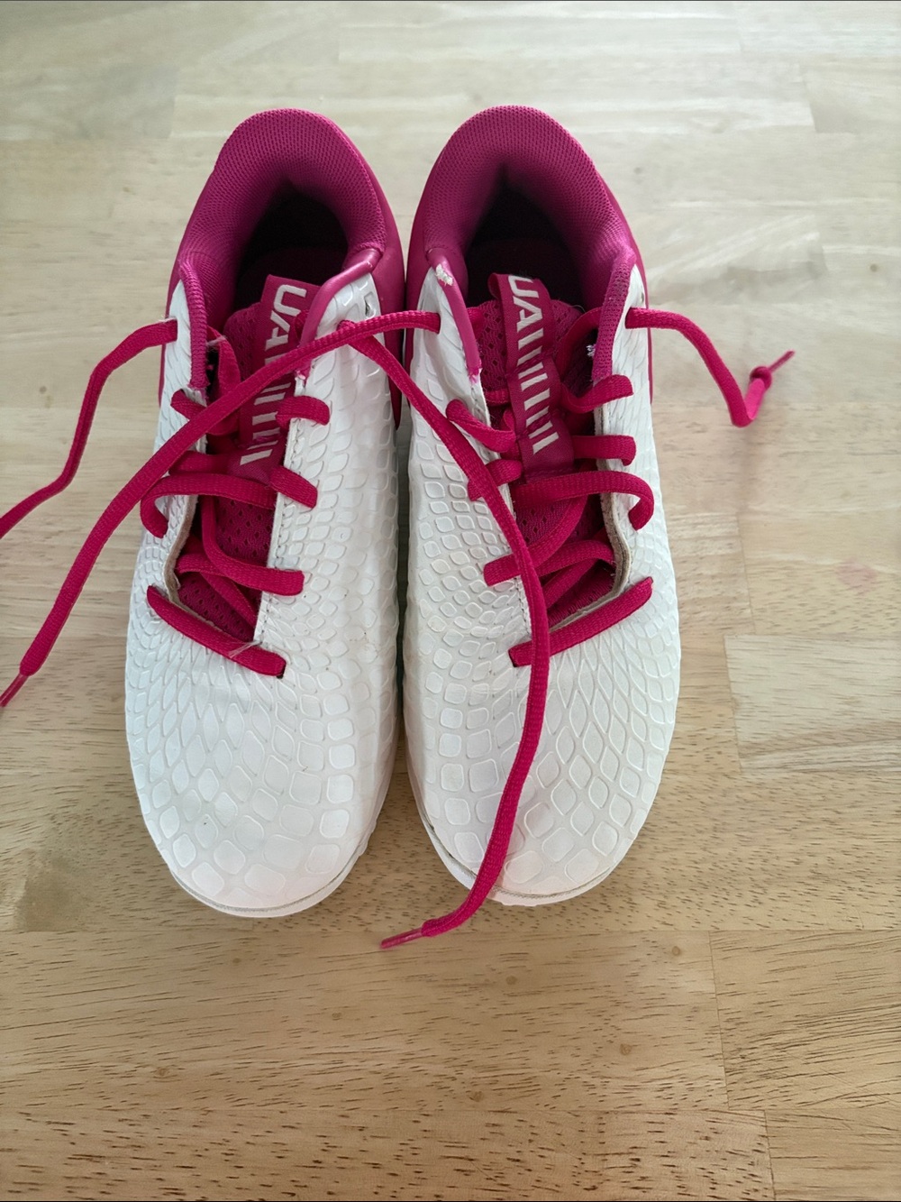 Under Armour Kids White and Fuchsia Athletic Sneakers